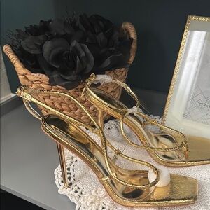 Gold Strappy Heels- Size 9